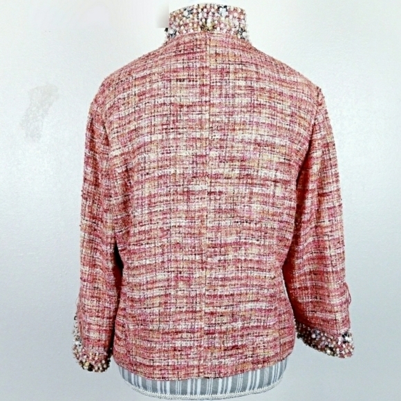 Chico's Jacqueline Orange Boucle Sequin Beaded Blazer - Picture 8 of 11